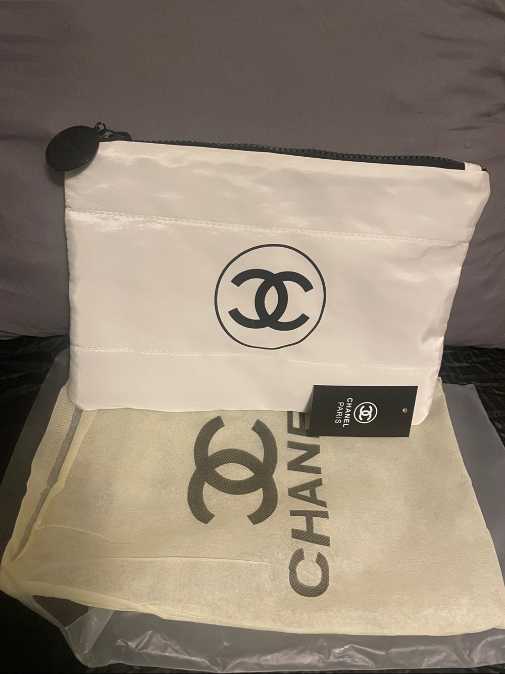 GWP White and Black Logo Zip Pouch